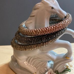 Trio of KMA encrusted crystal hinged bangle bracelets